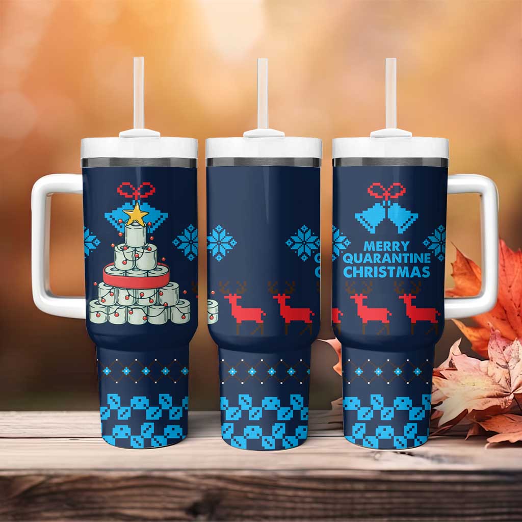 Merry Quarantine Christmas Tumbler With Handle Xmas Holiday Patterns - Wonder Print Shop