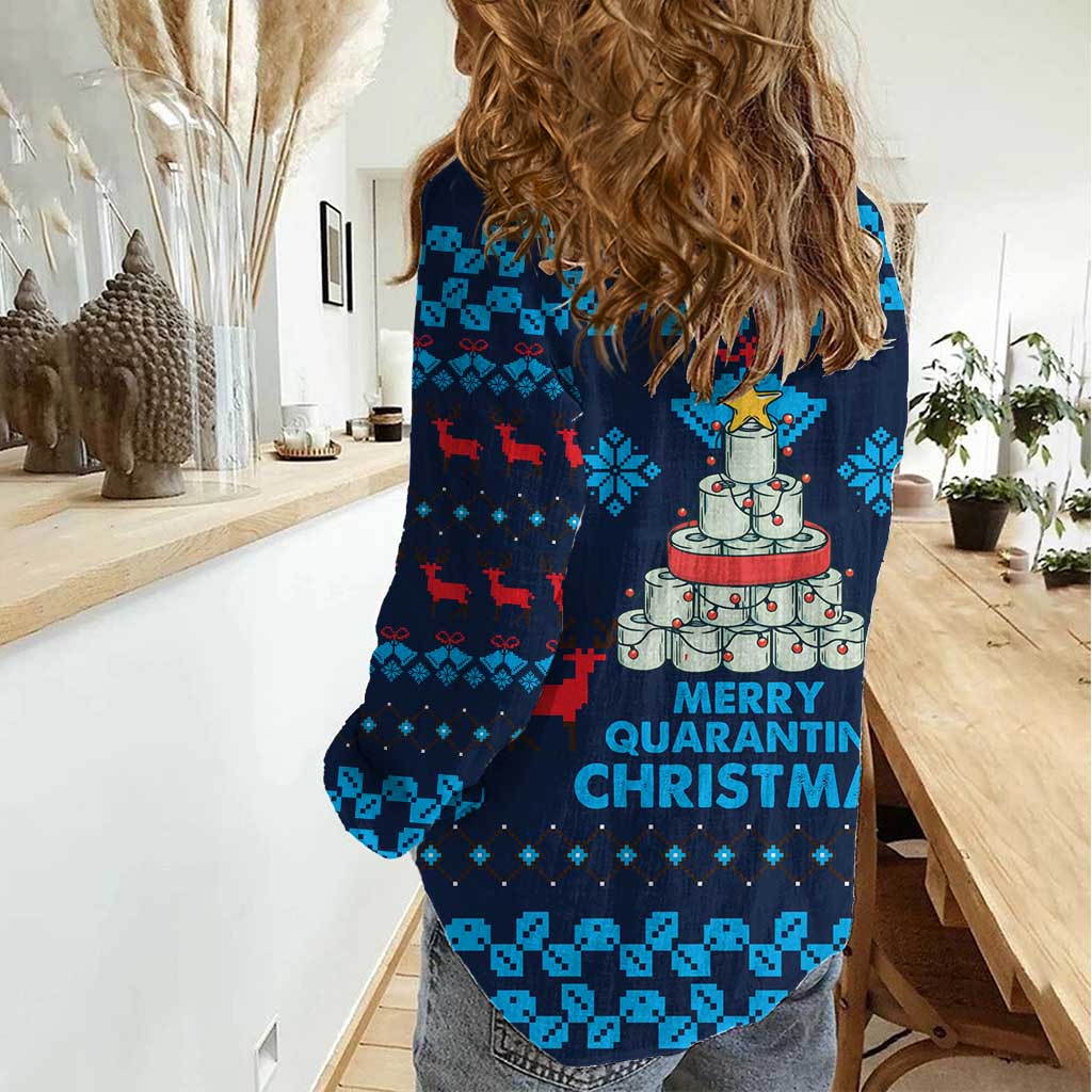 Merry Quarantine Christmas Women Casual Shirt Xmas Holiday Patterns - Wonder Print Shop
