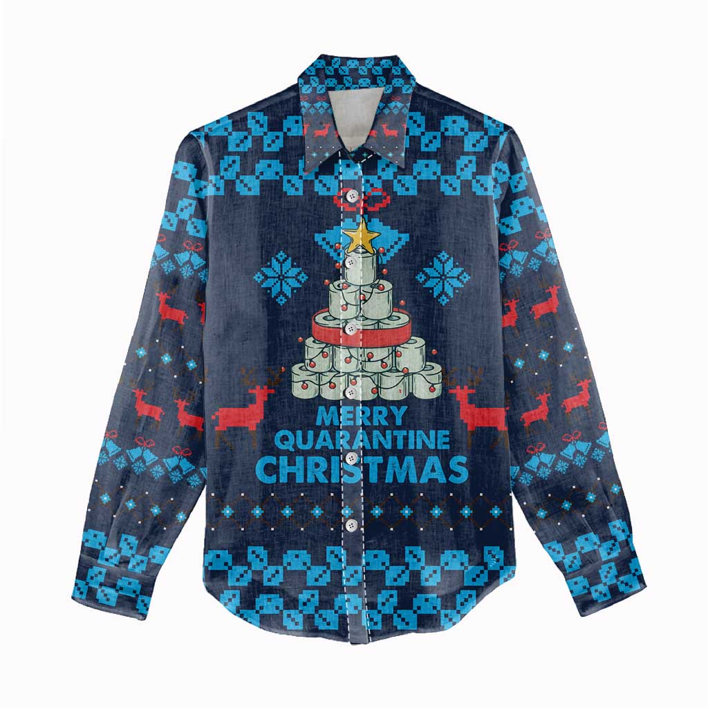Merry Quarantine Christmas Women Casual Shirt Xmas Holiday Patterns - Wonder Print Shop