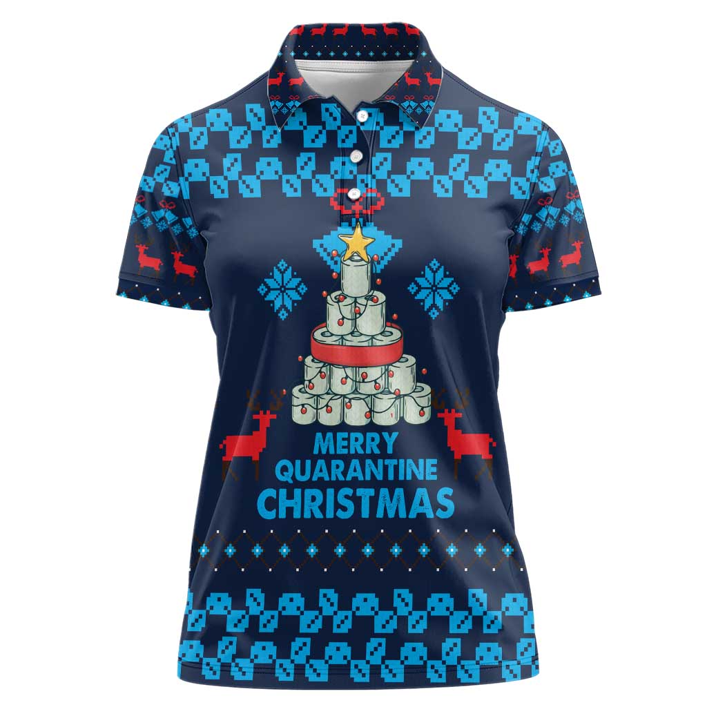 Merry Quarantine Christmas Women Polo Shirt Xmas Holiday Patterns - Wonder Print Shop
