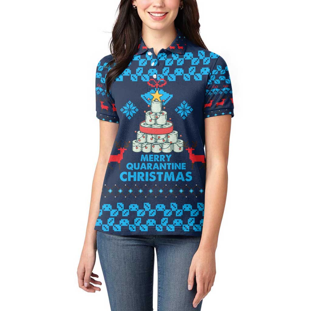 Merry Quarantine Christmas Women Polo Shirt Xmas Holiday Patterns - Wonder Print Shop