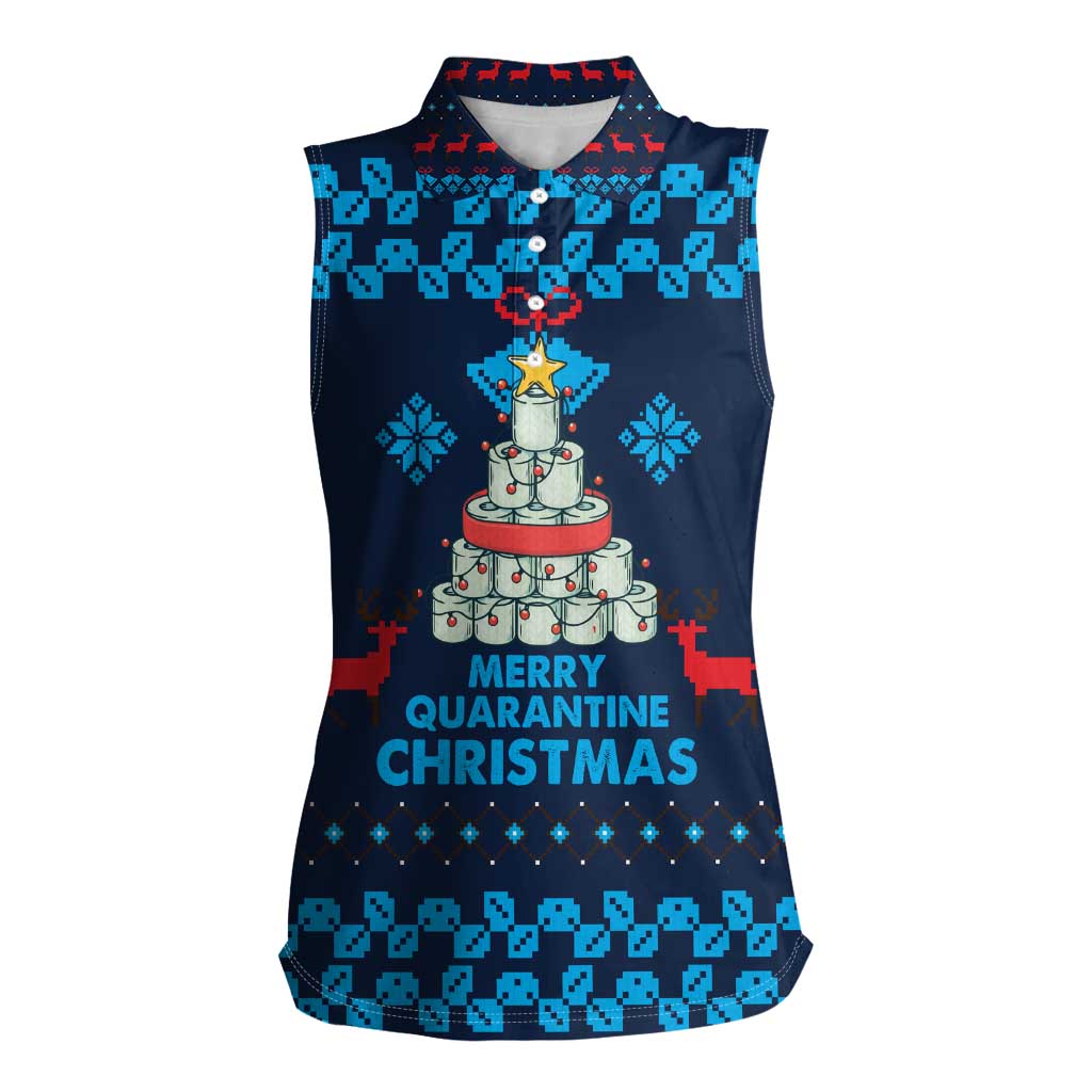 Merry Quarantine Christmas Women Sleeveless Polo Shirt Xmas Holiday Patterns - Wonder Print Shop