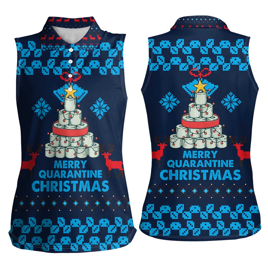 Merry Quarantine Christmas Women Sleeveless Polo Shirt Xmas Holiday Patterns - Wonder Print Shop