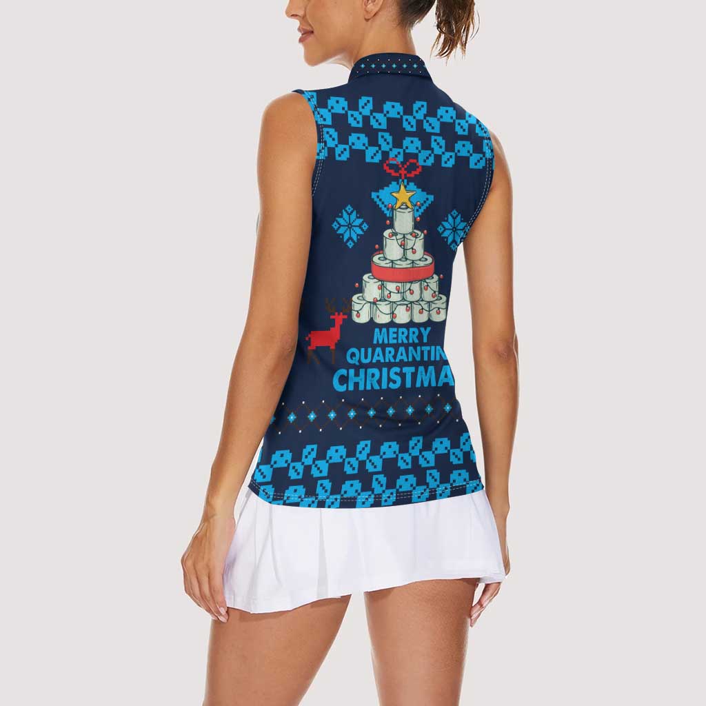 Merry Quarantine Christmas Women Sleeveless Polo Shirt Xmas Holiday Patterns - Wonder Print Shop