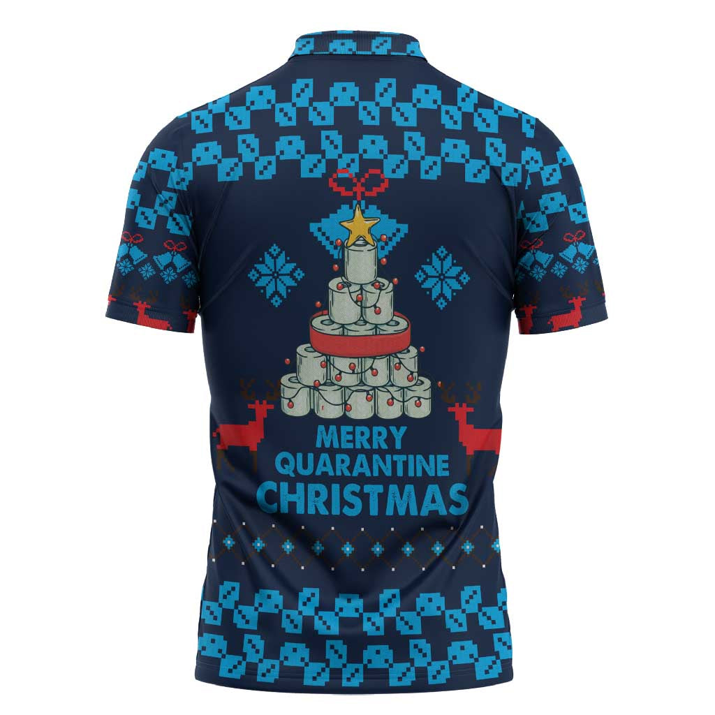 Merry Quarantine Christmas Zipper Polo Shirt Xmas Holiday Patterns - Wonder Print Shop