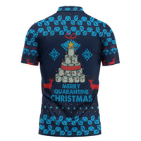 Merry Quarantine Christmas Zipper Polo Shirt Xmas Holiday Patterns - Wonder Print Shop