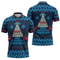 Merry Quarantine Christmas Zipper Polo Shirt Xmas Holiday Patterns - Wonder Print Shop