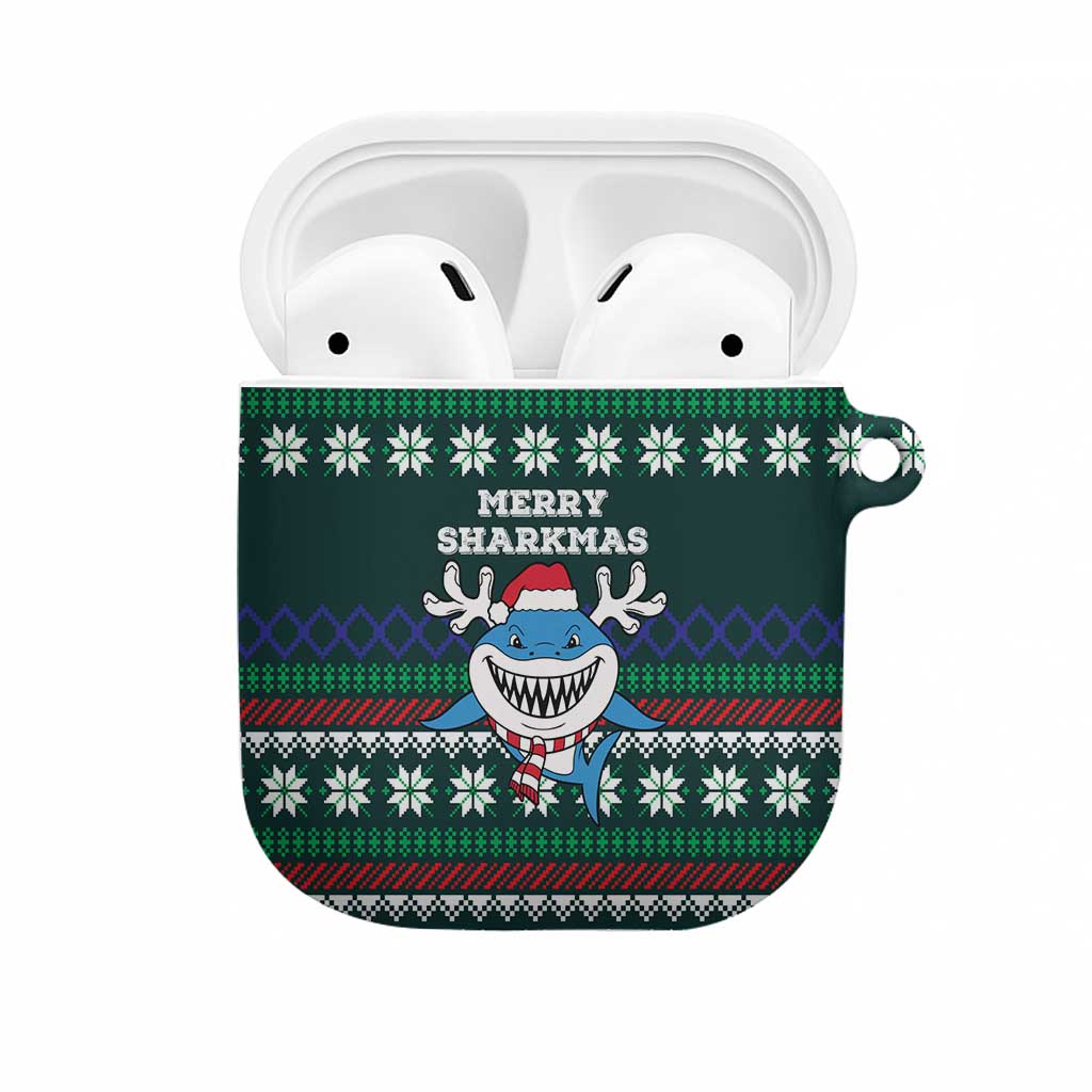 Merry Sharkmas Christmas AirPods Case Xmas Holiday Patterns - Wonder Print Shop