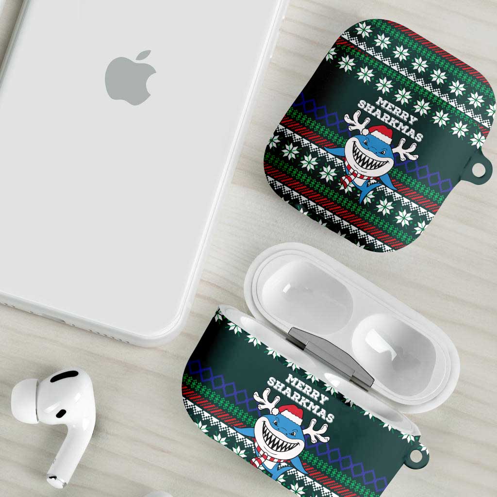 Merry Sharkmas Christmas AirPods Case Xmas Holiday Patterns - Wonder Print Shop