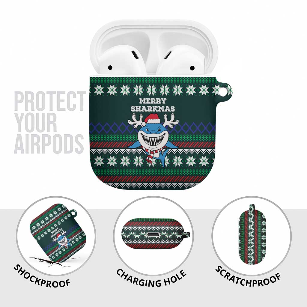 Merry Sharkmas Christmas AirPods Case Xmas Holiday Patterns - Wonder Print Shop