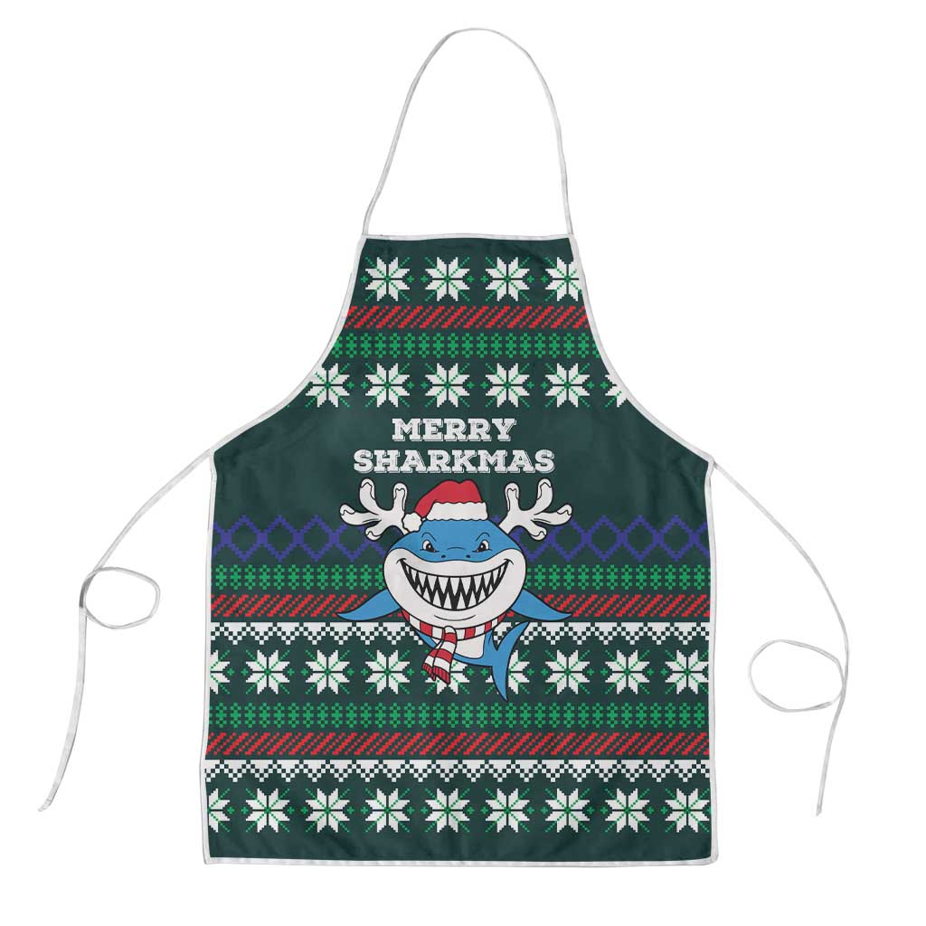 Merry Sharkmas Christmas Apron Xmas Holiday Patterns - Wonder Print Shop