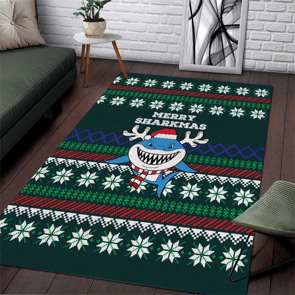 Merry Sharkmas Christmas Area Rug Xmas Holiday Patterns - Wonder Print Shop