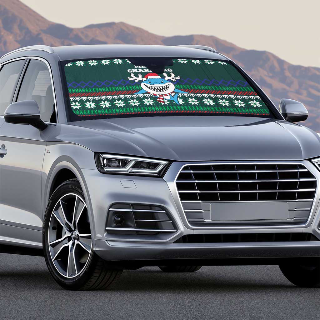 Merry Sharkmas Christmas Auto Sun Shade Xmas Holiday Patterns - Wonder Print Shop