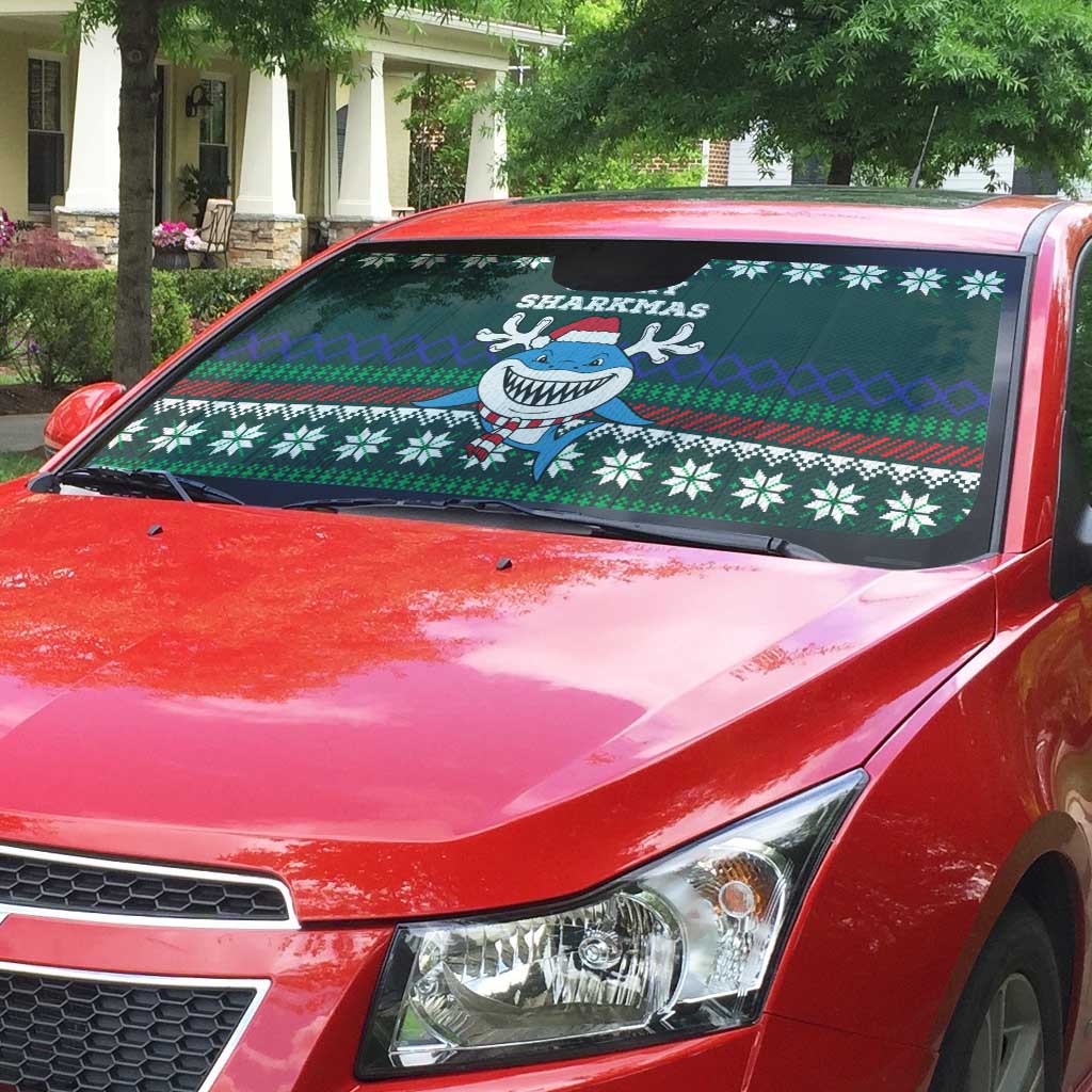 Merry Sharkmas Christmas Auto Sun Shade Xmas Holiday Patterns - Wonder Print Shop