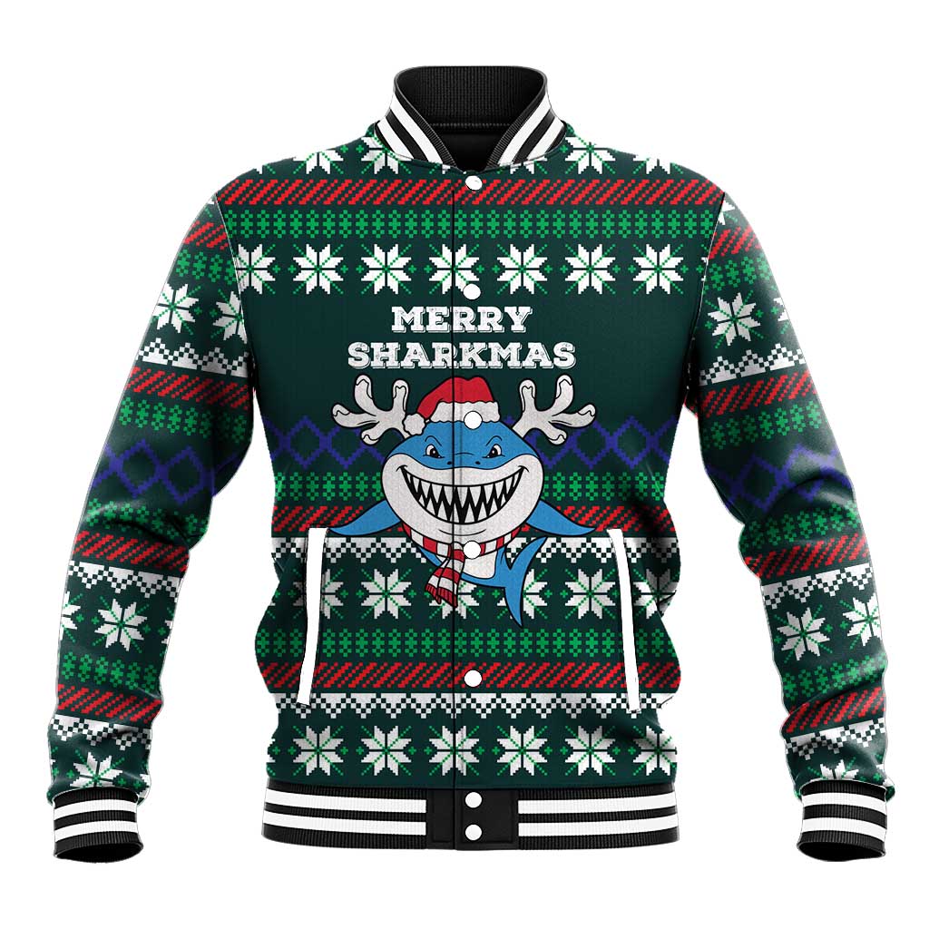 Merry Sharkmas Christmas Baseball Jacket Xmas Holiday Patterns - Wonder Print Shop
