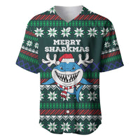 Merry Sharkmas Christmas Baseball Jersey Xmas Holiday Patterns - Wonder Print Shop