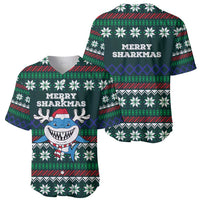 Merry Sharkmas Christmas Baseball Jersey Xmas Holiday Patterns - Wonder Print Shop