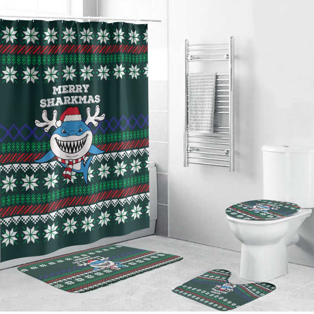 Merry Sharkmas Christmas Bathroom Set Xmas Holiday Patterns - Wonder Print Shop