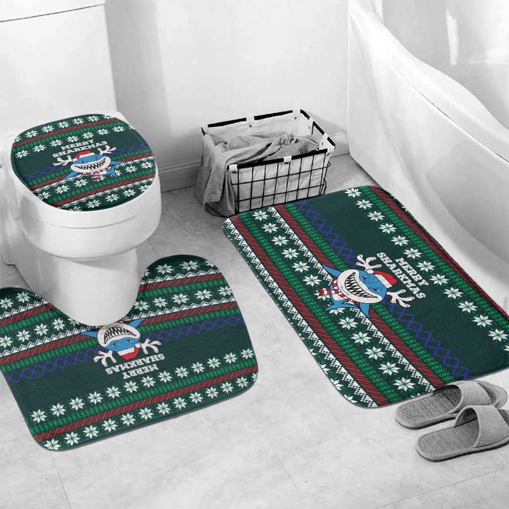 Merry Sharkmas Christmas Bathroom Set Xmas Holiday Patterns - Wonder Print Shop