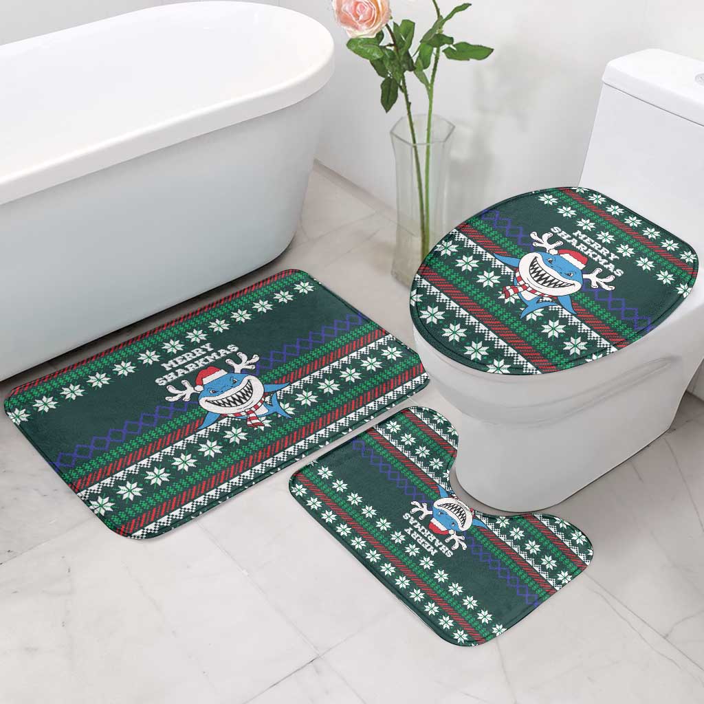 Merry Sharkmas Christmas Bathroom Set Xmas Holiday Patterns - Wonder Print Shop