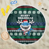 Merry Sharkmas Christmas Beach Blanket Xmas Holiday Patterns - Wonder Print Shop