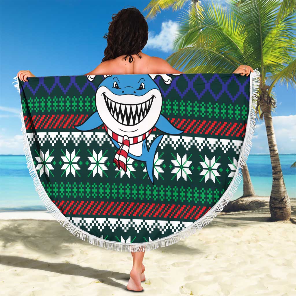 Merry Sharkmas Christmas Beach Blanket Xmas Holiday Patterns - Wonder Print Shop