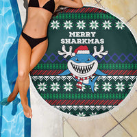 Merry Sharkmas Christmas Beach Blanket Xmas Holiday Patterns - Wonder Print Shop