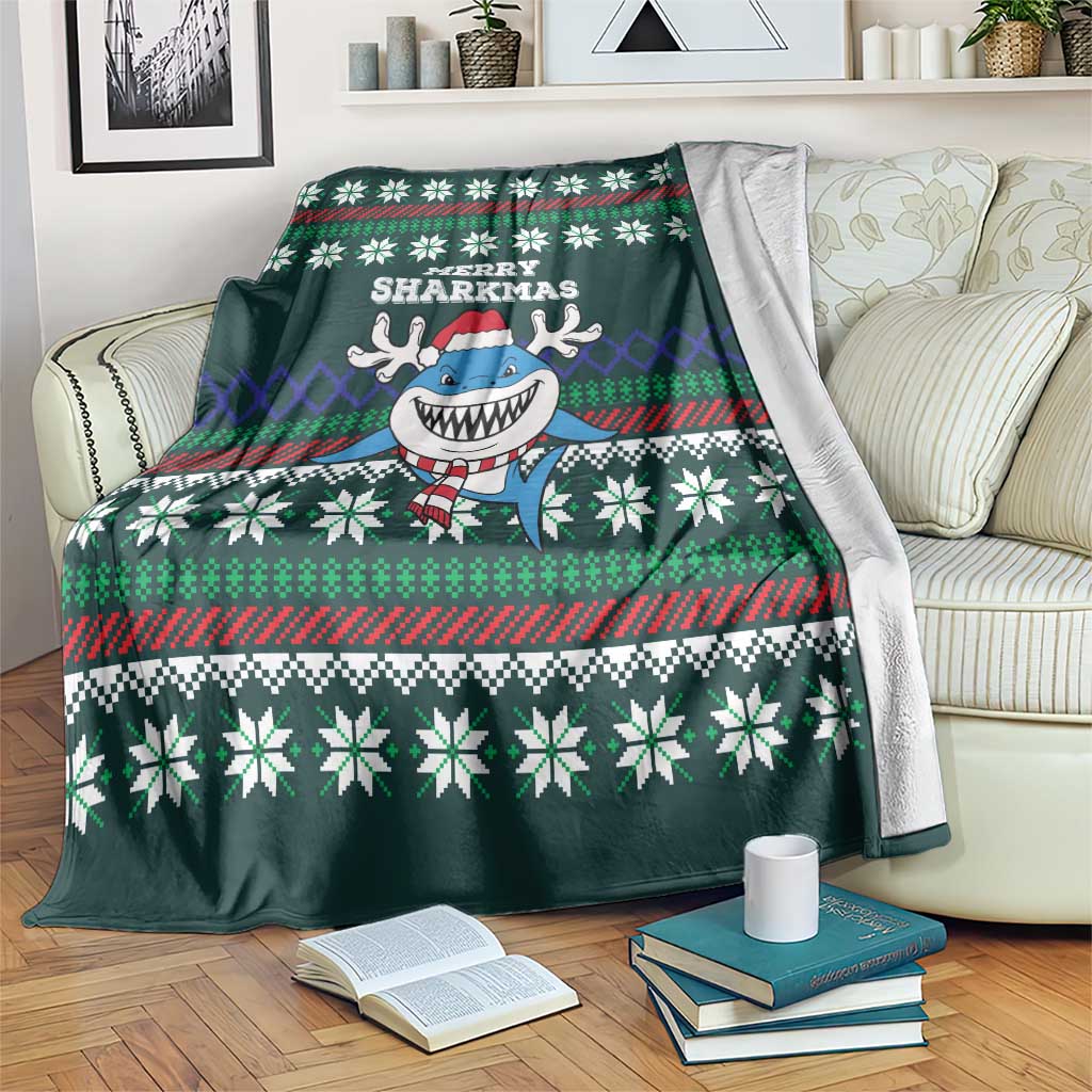 Merry Sharkmas Christmas Blanket Xmas Holiday Patterns - Wonder Print Shop