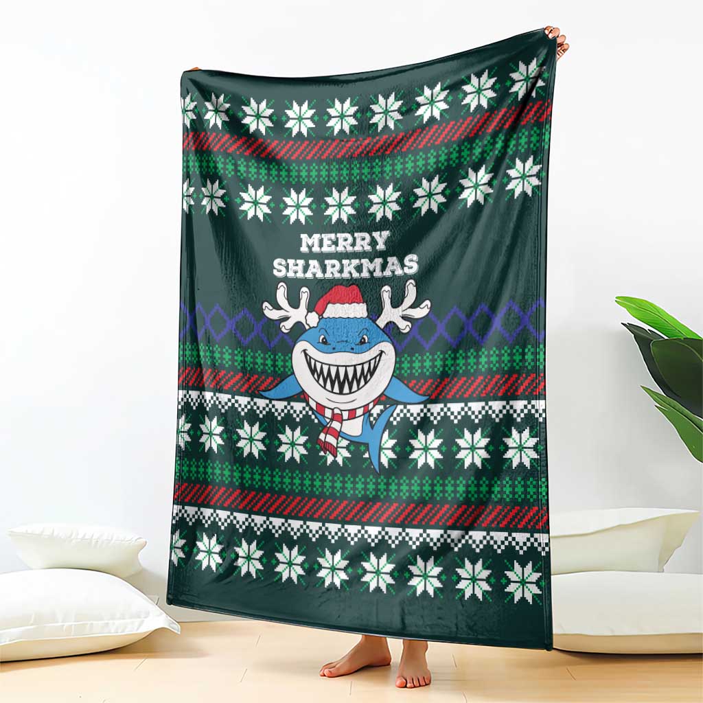 Merry Sharkmas Christmas Blanket Xmas Holiday Patterns - Wonder Print Shop