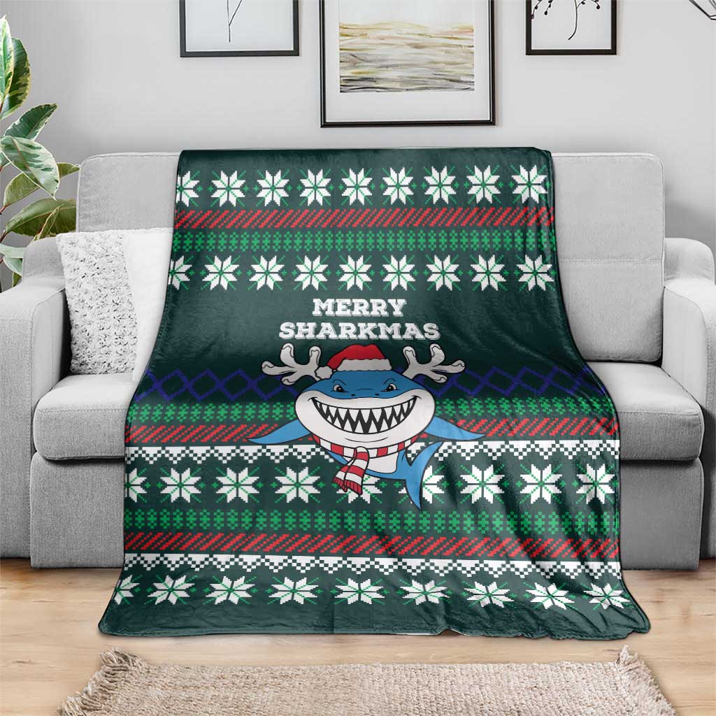 Merry Sharkmas Christmas Blanket Xmas Holiday Patterns - Wonder Print Shop