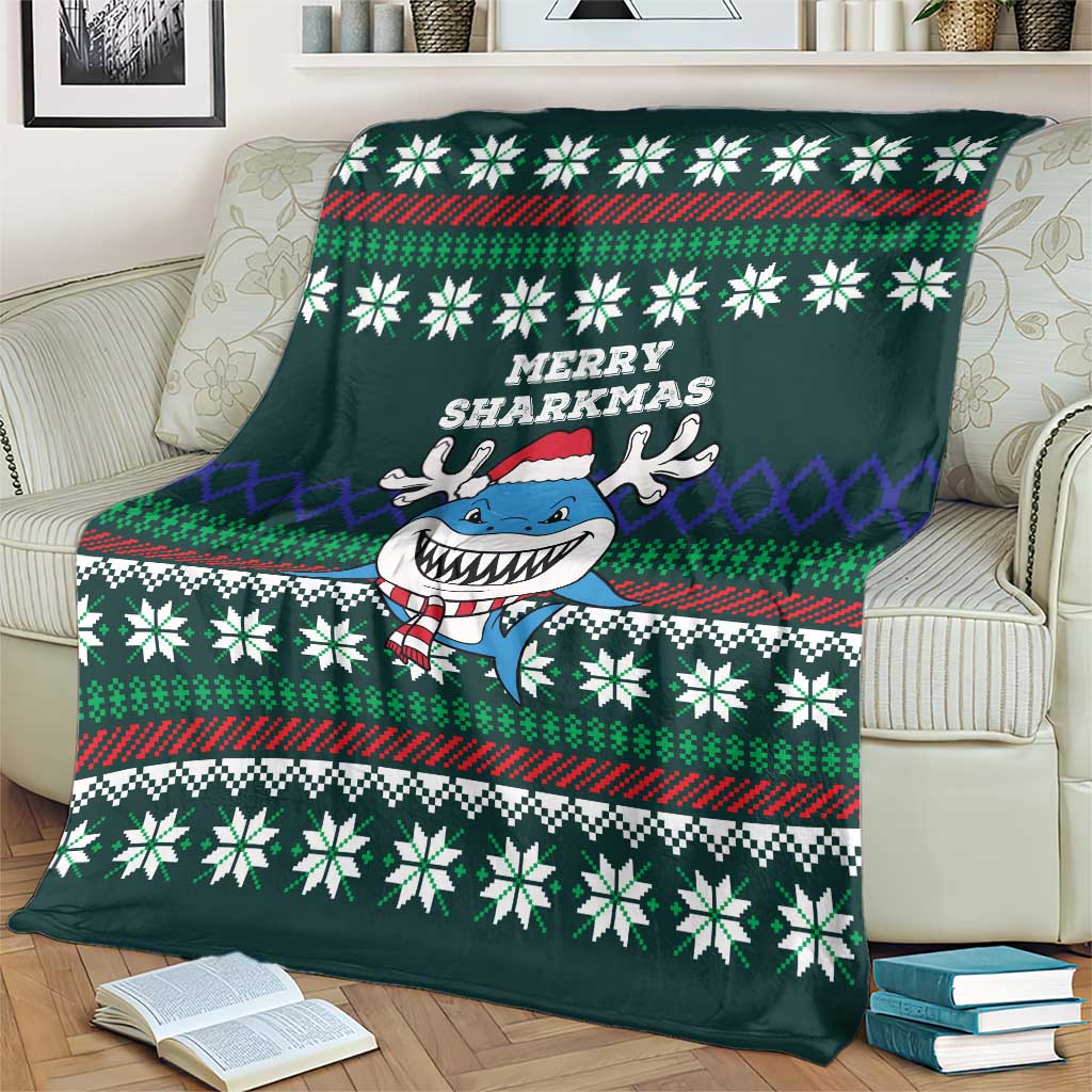 Merry Sharkmas Christmas Blanket Xmas Holiday Patterns - Wonder Print Shop