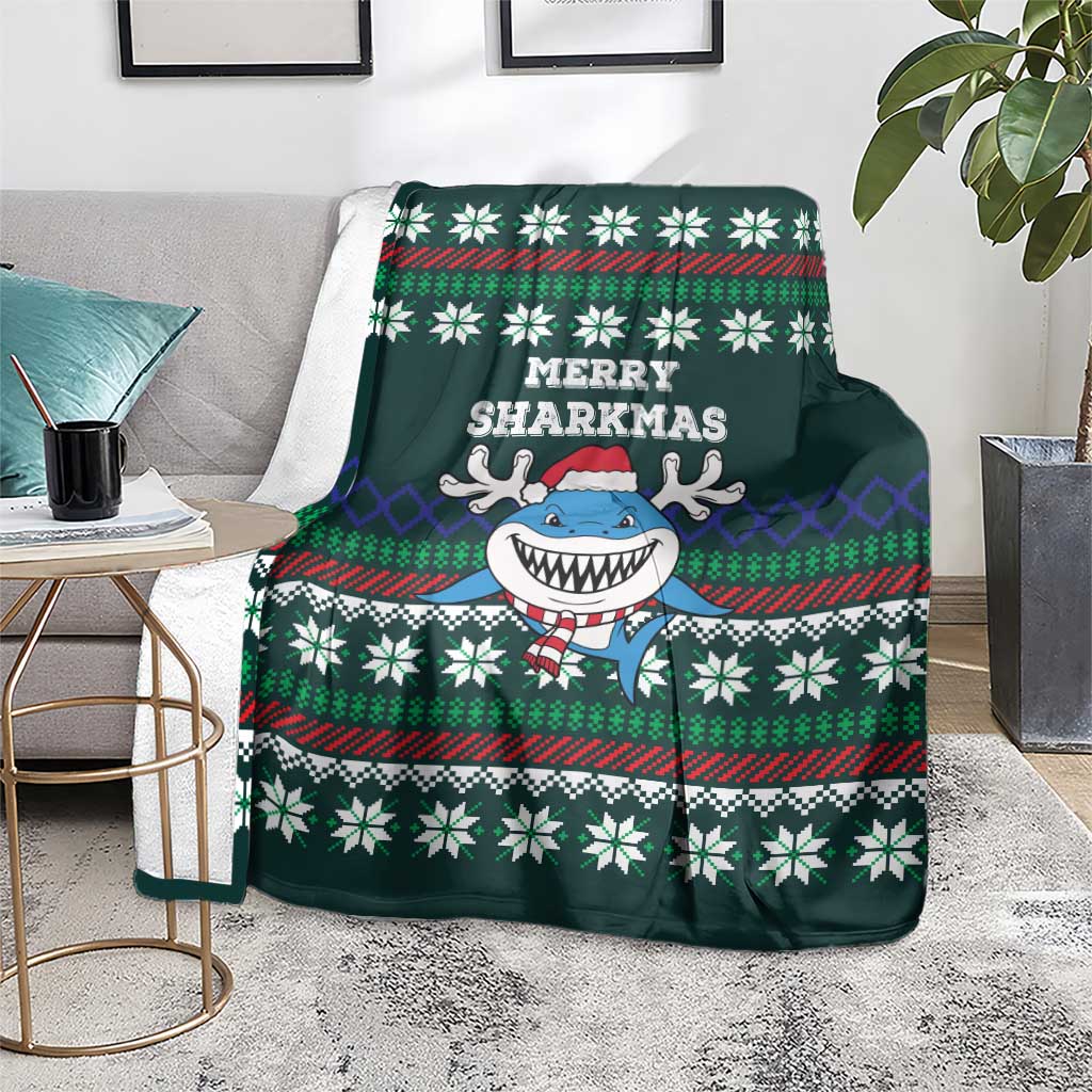 Merry Sharkmas Christmas Blanket Xmas Holiday Patterns - Wonder Print Shop
