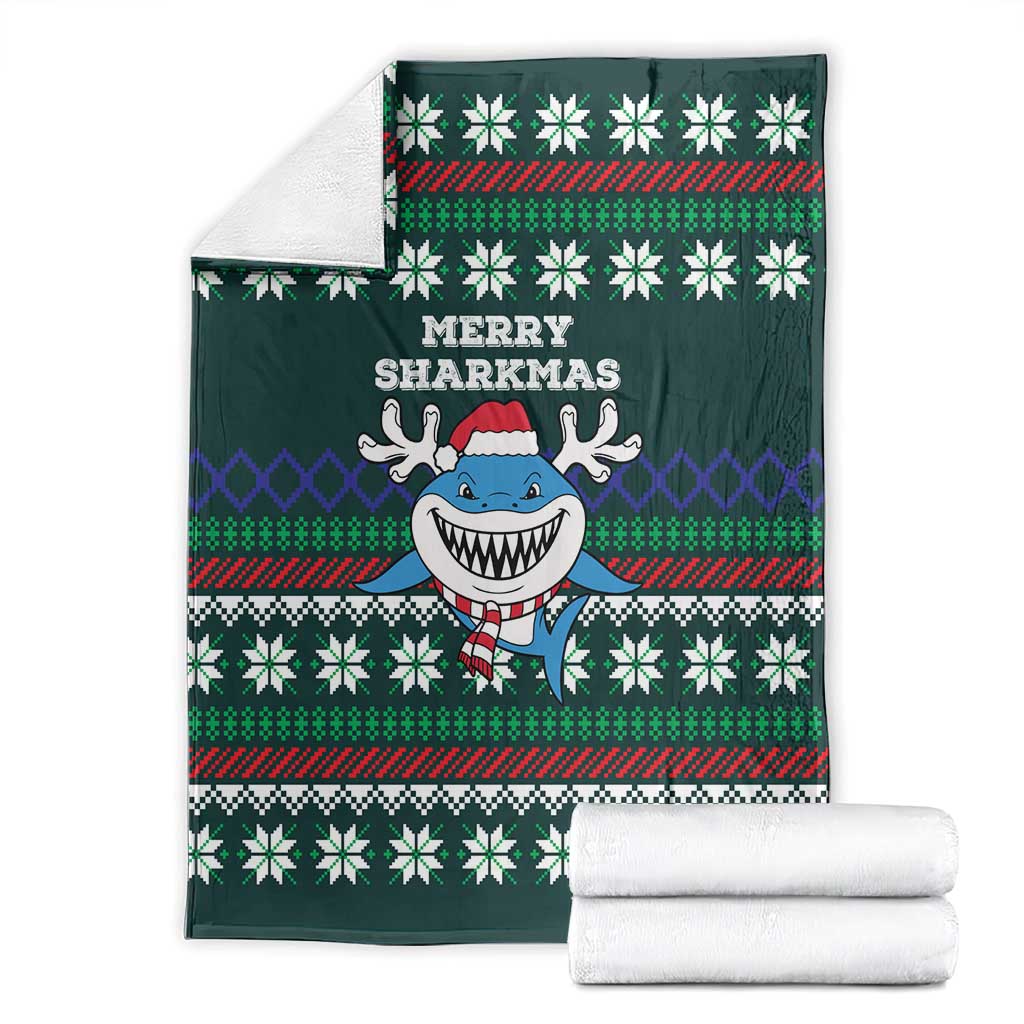 Merry Sharkmas Christmas Blanket Xmas Holiday Patterns - Wonder Print Shop