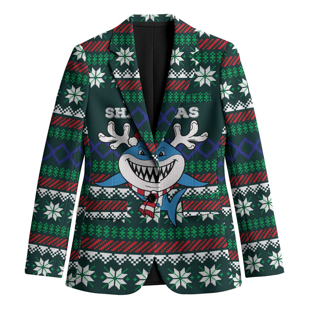 Merry Sharkmas Christmas Blazer Xmas Holiday Patterns - Wonder Print Shop