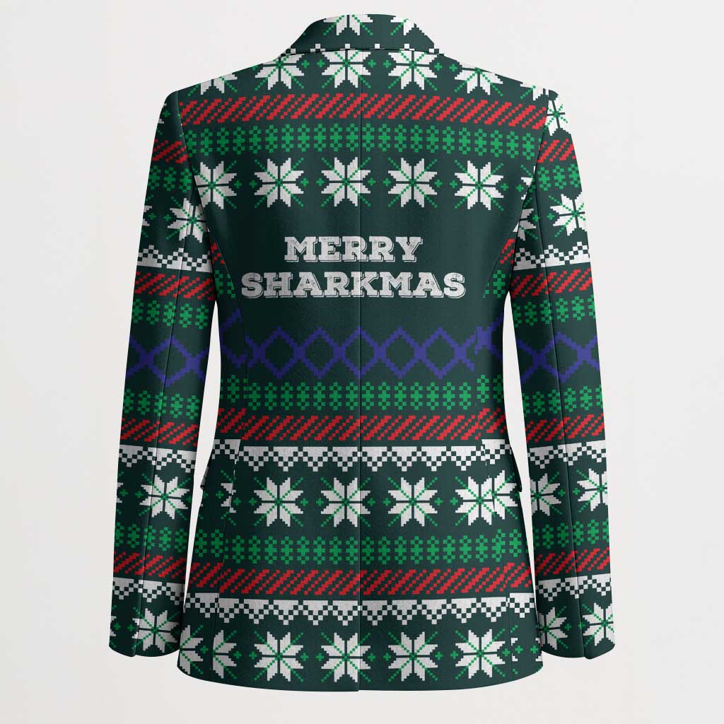 Merry Sharkmas Christmas Blazer Xmas Holiday Patterns - Wonder Print Shop