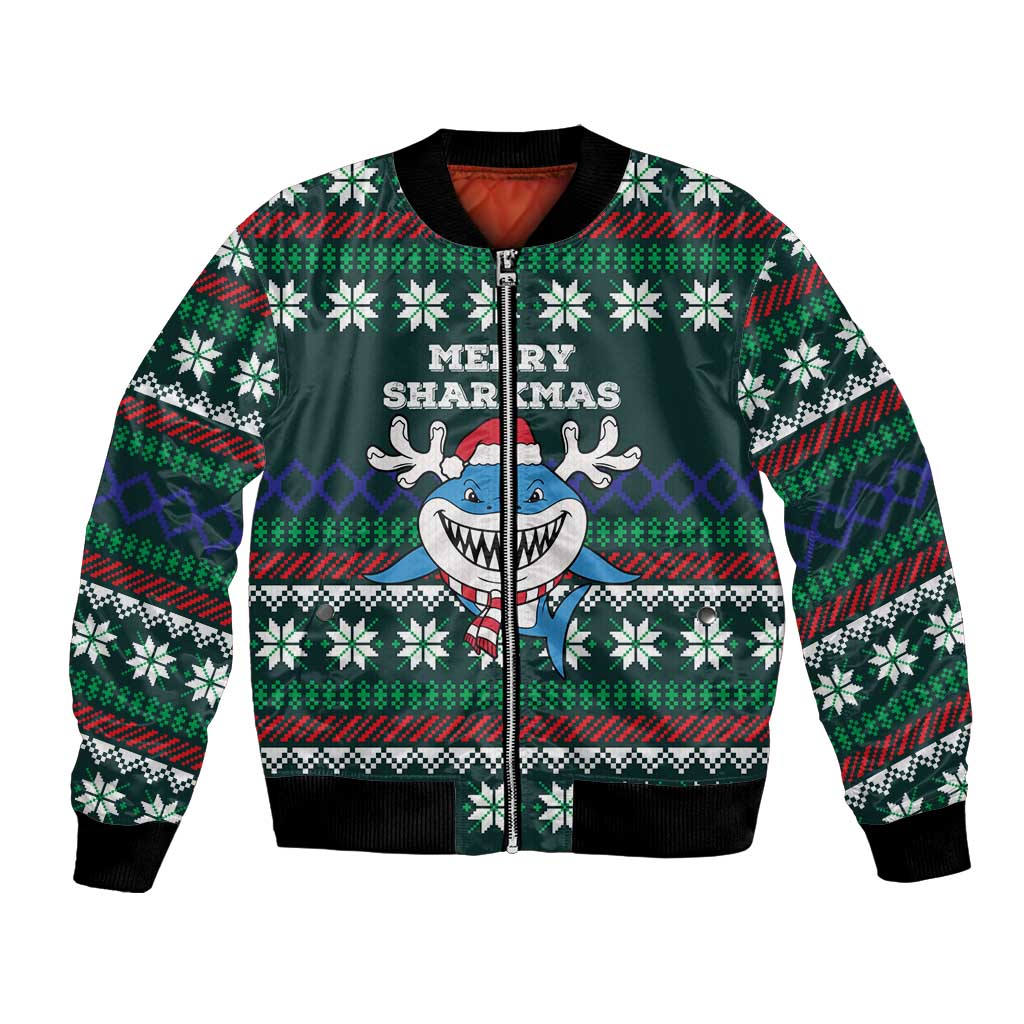 Merry Sharkmas Christmas Bomber Jacket Xmas Holiday Patterns - Wonder Print Shop