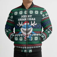 Merry Sharkmas Christmas Bomber Puffer Jacket Xmas Holiday Patterns - Wonder Print Shop