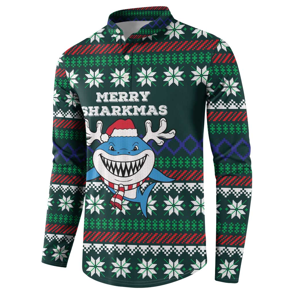 Merry Sharkmas Christmas Button Sweatshirt Xmas Holiday Patterns - Wonder Print Shop