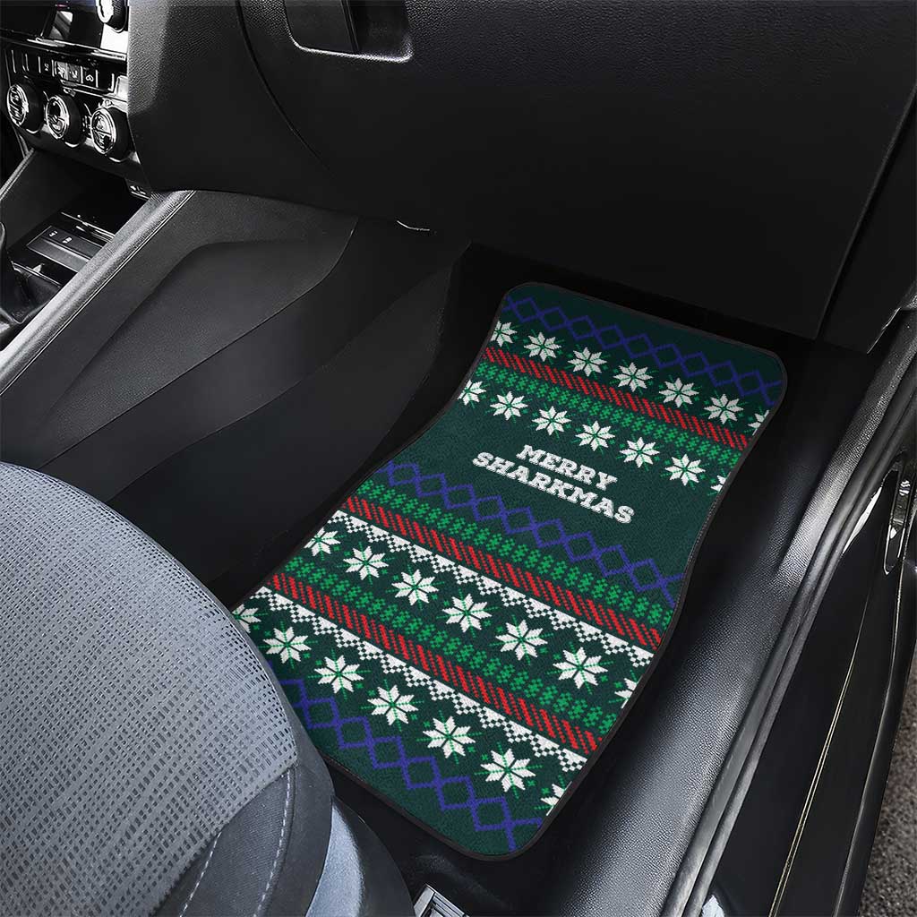 Merry Sharkmas Christmas Car Mats Xmas Holiday Patterns - Wonder Print Shop