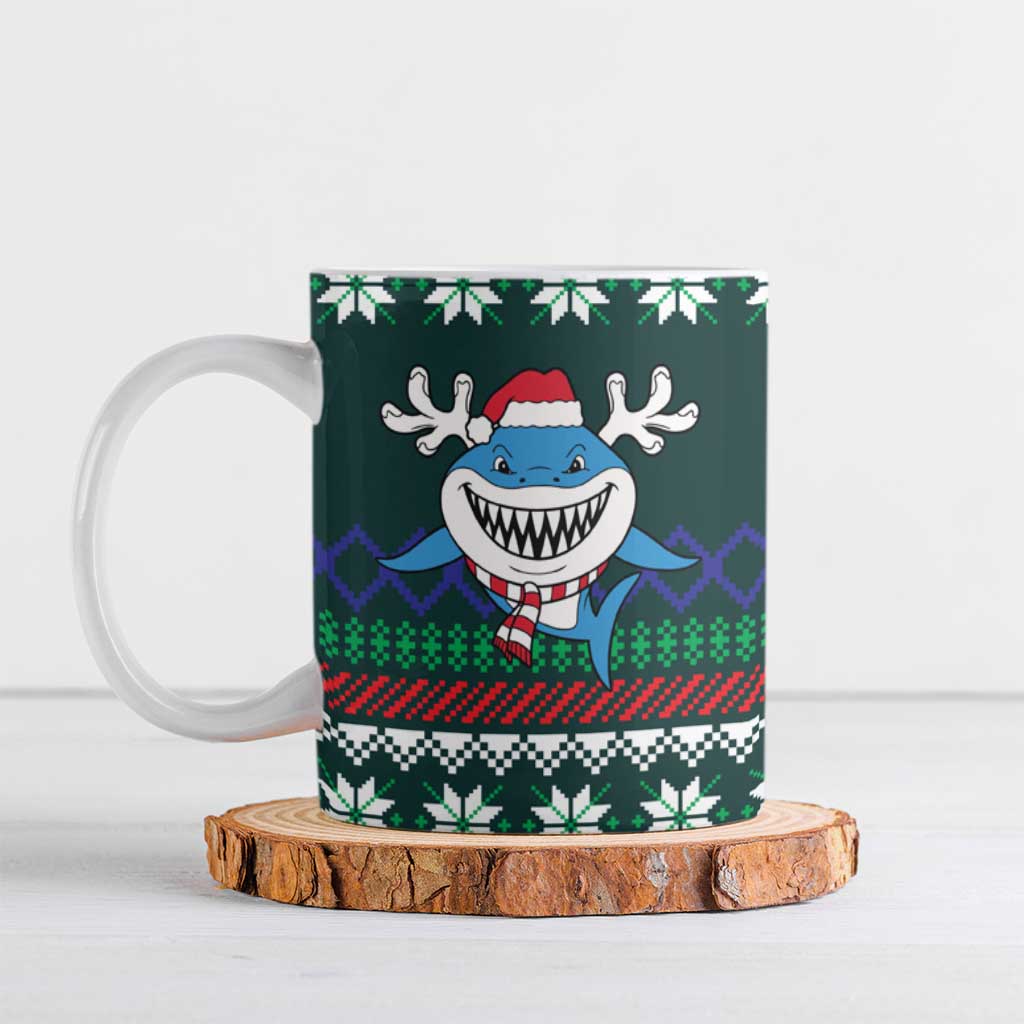 Merry Sharkmas Christmas Ceramic Mug Xmas Holiday Patterns - Wonder Print Shop