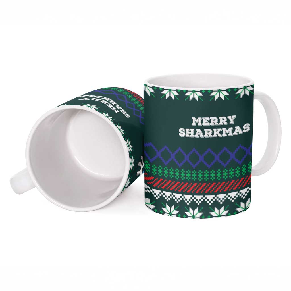 Merry Sharkmas Christmas Ceramic Mug Xmas Holiday Patterns - Wonder Print Shop