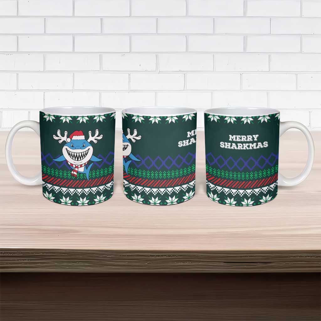 Merry Sharkmas Christmas Ceramic Mug Xmas Holiday Patterns - Wonder Print Shop