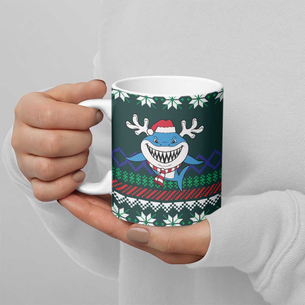 Merry Sharkmas Christmas Ceramic Mug Xmas Holiday Patterns - Wonder Print Shop
