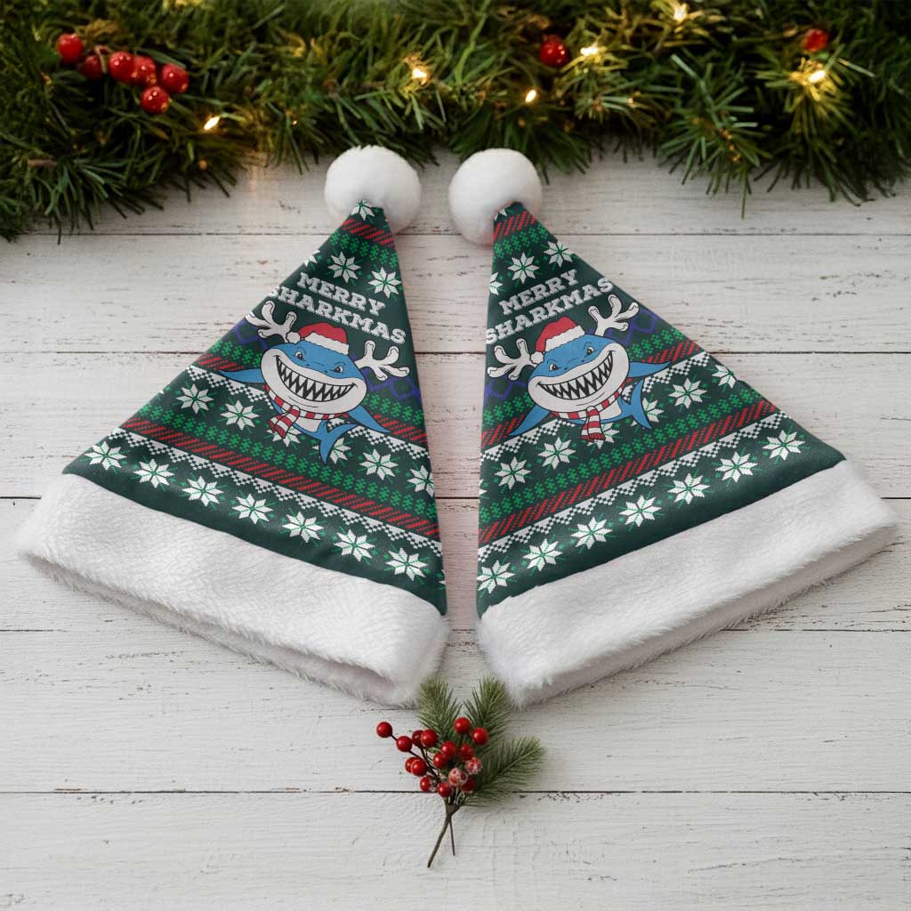 Merry Sharkmas Christmas Santa Hat Xmas Holiday Patterns - Wonder Print Shop