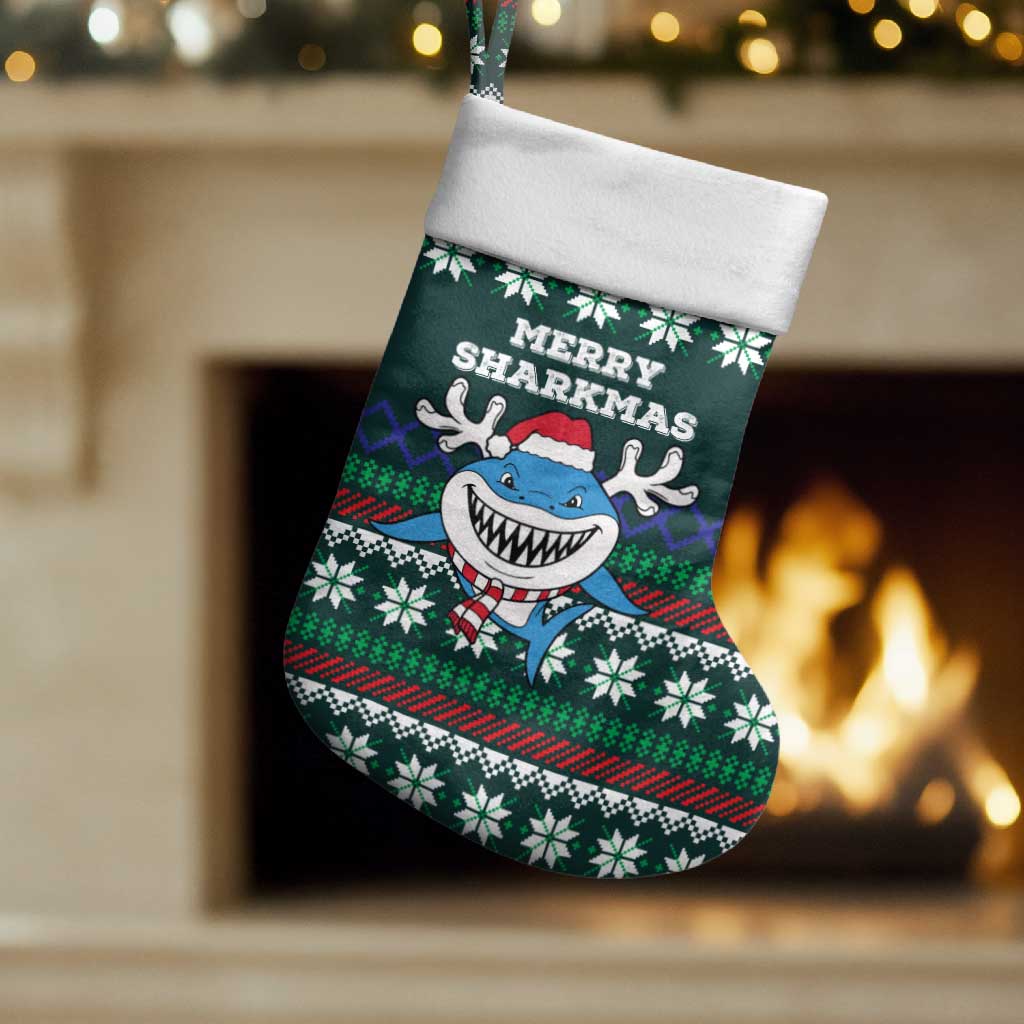 Merry Sharkmas Christmas Stocking Xmas Holiday Patterns - Wonder Print Shop