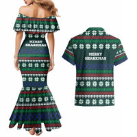 Merry Sharkmas Christmas Couples Matching Mermaid Dress and Hawaiian Shirt Xmas Holiday Patterns - Wonder Print Shop