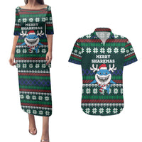 Merry Sharkmas Christmas Couples Matching Puletasi and Hawaiian Shirt Xmas Holiday Patterns - Wonder Print Shop