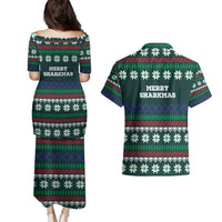Merry Sharkmas Christmas Couples Matching Puletasi and Hawaiian Shirt Xmas Holiday Patterns - Wonder Print Shop
