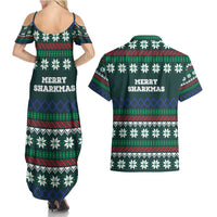 Merry Sharkmas Christmas Couples Matching Summer Maxi Dress and Hawaiian Shirt Xmas Holiday Patterns - Wonder Print Shop