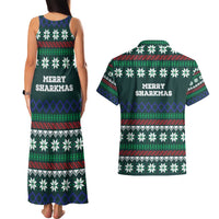 Merry Sharkmas Christmas Couples Matching Tank Maxi Dress and Hawaiian Shirt Xmas Holiday Patterns - Wonder Print Shop